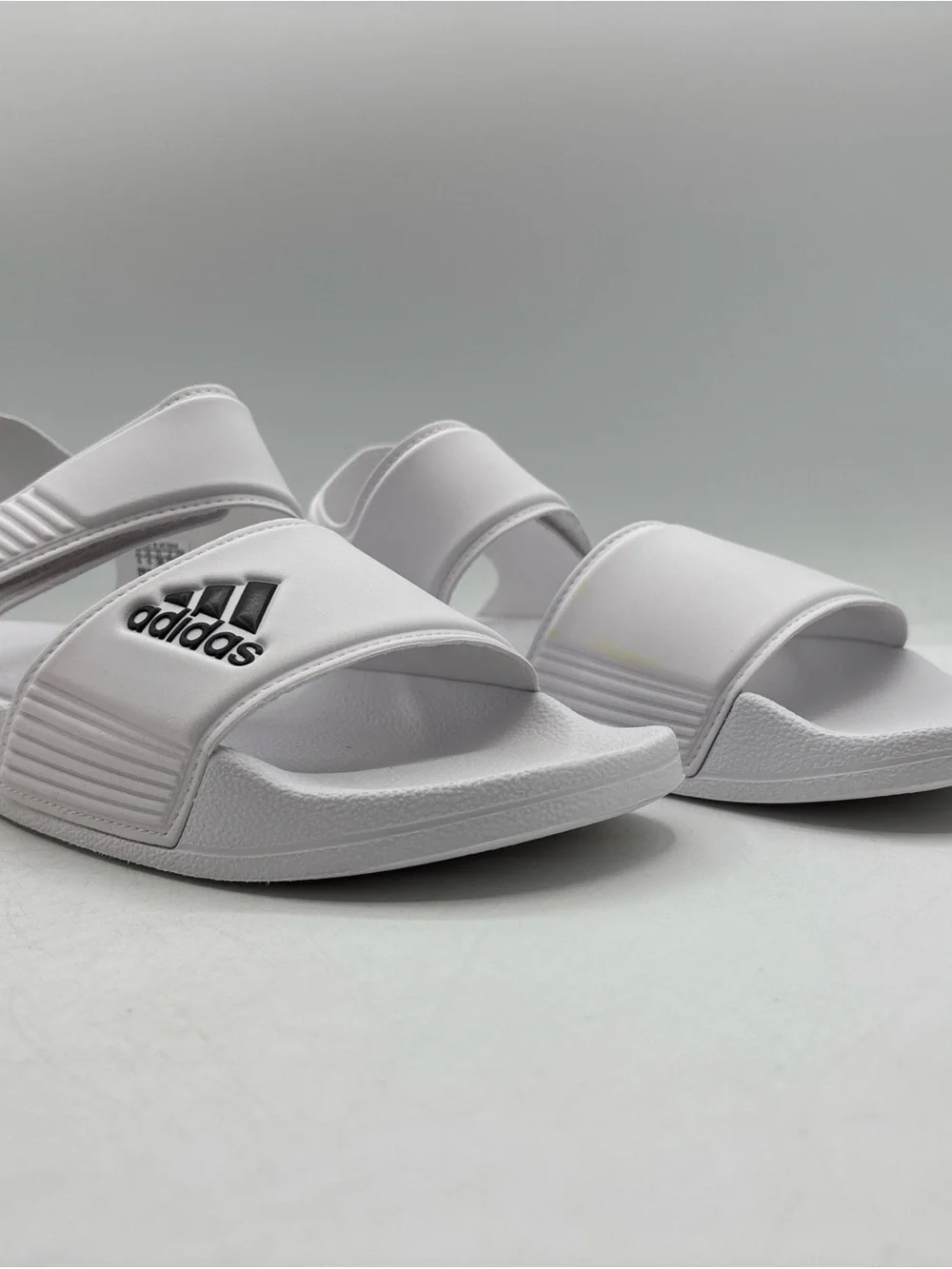 adidas Adilette Sandal K GW0342 Size 6 White Black Adjustable Strap Sport Sandal